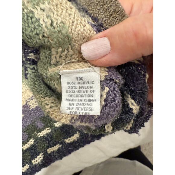 DressBarn Printed Button Front Cardigan Sweater Multicolor Women's Plus Size 1x - Picture 7 of 11